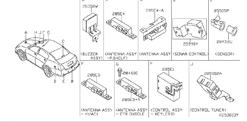 Nissan Maxima Fuse Box Bracket. BODY, INST, ENGINE - 21745-CC00A